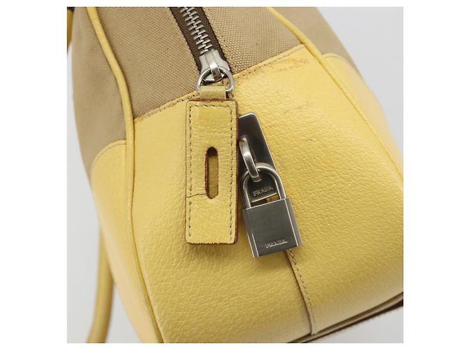 PRADA Hand Bag Canvas Beige Silver - vista 21