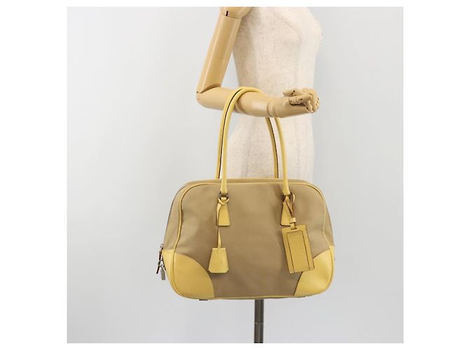 PRADA Hand Bag Canvas Beige Silver - vista 27