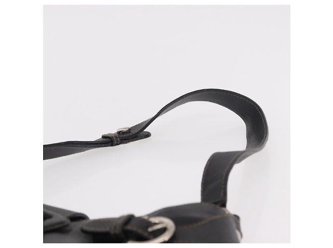 Salvatore Ferragamo Gancini Shoulder Bag Leather Black Silver - vista 14
