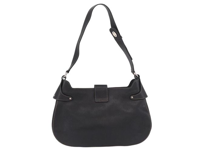 Salvatore Ferragamo Gancini Shoulder Bag Leather Black Silver - vista 2