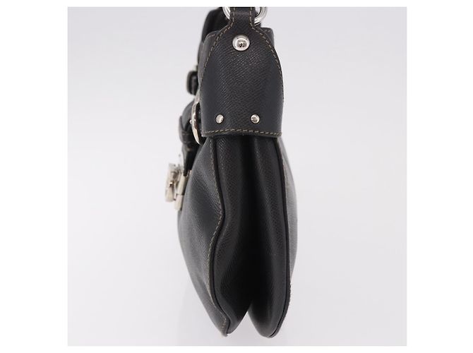 Salvatore Ferragamo Gancini Shoulder Bag Leather Black Silver - vista 3