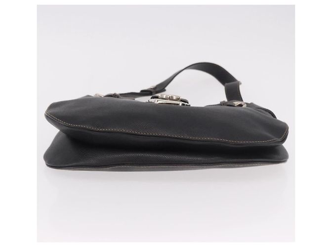 Salvatore Ferragamo Gancini Shoulder Bag Leather Black Silver - vista 5