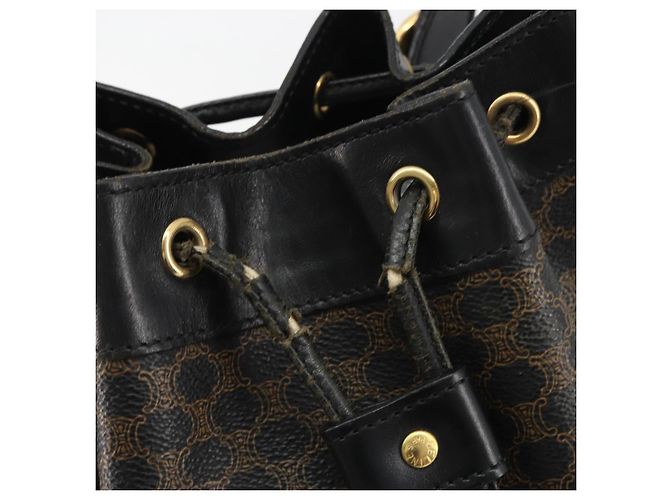 Céline CELINE Macadam Shoulder Bag PVC Leather Black Gold - vista 10