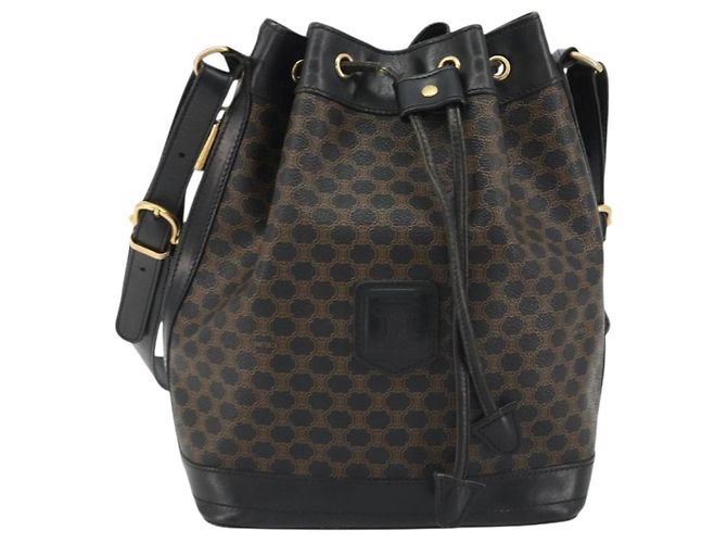 Céline CELINE Macadam Shoulder Bag PVC Leather Black Gold - vista 13
