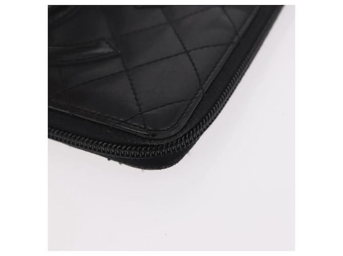 CHANEL Cambon Line Long Wallet Lamb Skin Black CC - vista 14