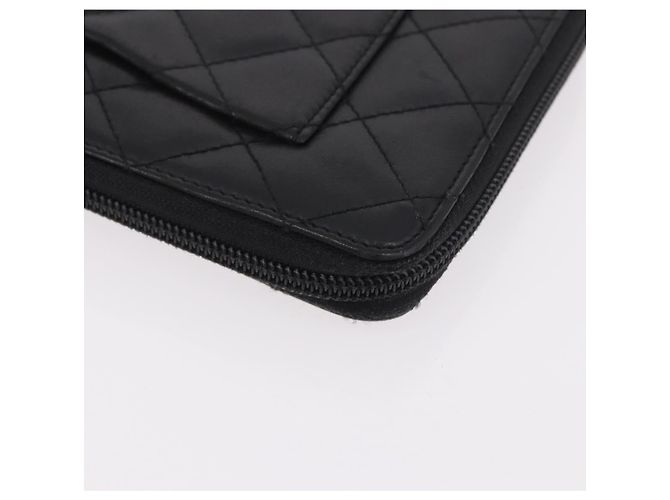 CHANEL Cambon Line Long Wallet Lamb Skin Black CC - vista 15