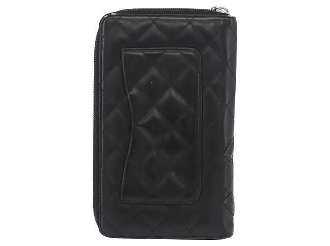 CHANEL Cambon Line Long Wallet Lamb Skin Black CC - vista 2
