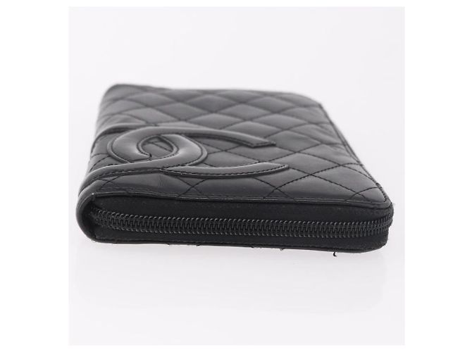 CHANEL Cambon Line Long Wallet Lamb Skin Black CC - vista 6