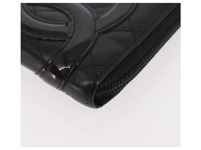 CHANEL Cambon Line Long Wallet Lamb Skin Black CC - vista 7