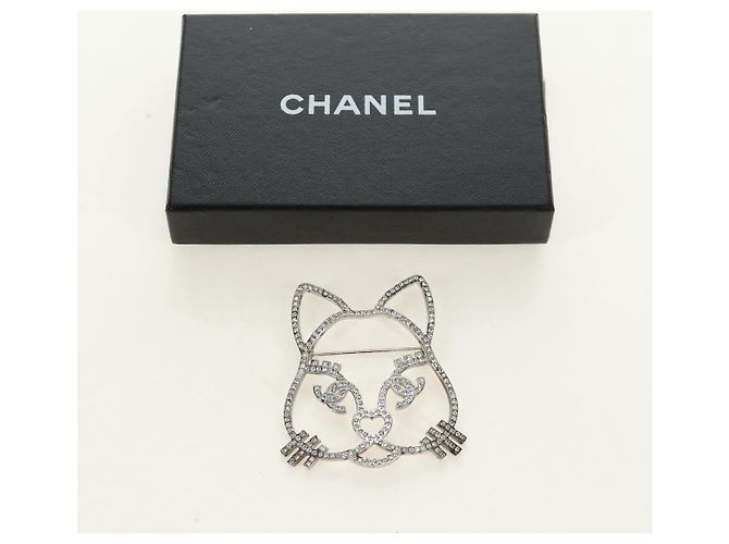 CHANEL Brooch Metal Silver CC - vista 12