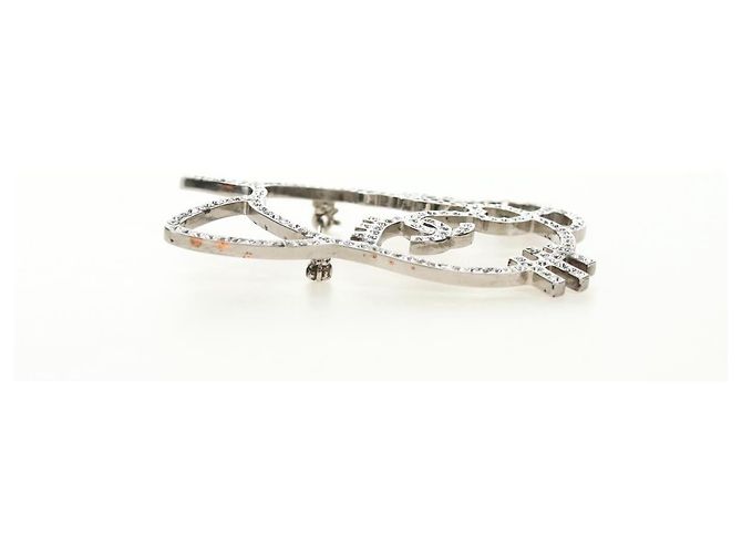 CHANEL Brooch Metal Silver CC - vista 13