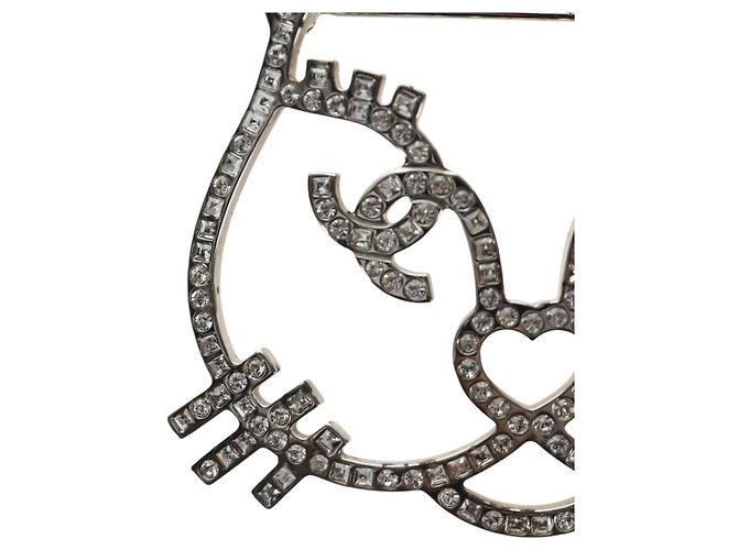 CHANEL Brooch Metal Silver CC - vista 5