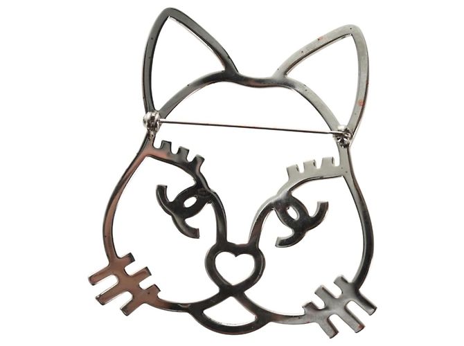 CHANEL Brooch Metal Silver CC - vista 7