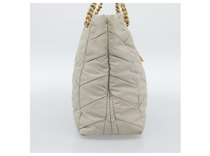 PRADA Chain Tote Bag Nylon Grau Gold - Ansicht 3