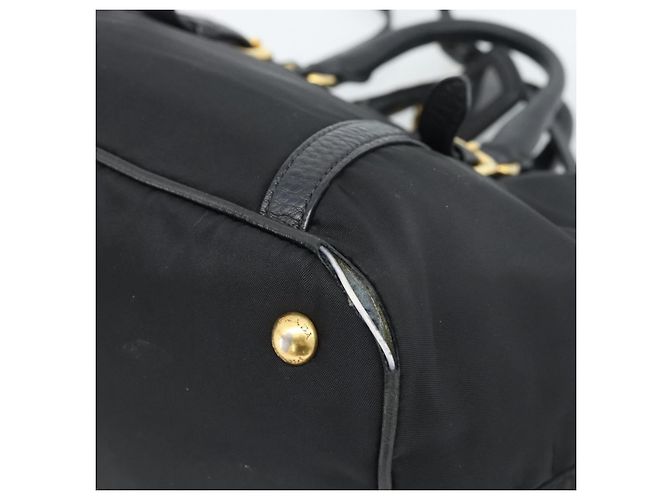 PRADA Hand Bag Nylon Leather 2way Black Gold - vista 10