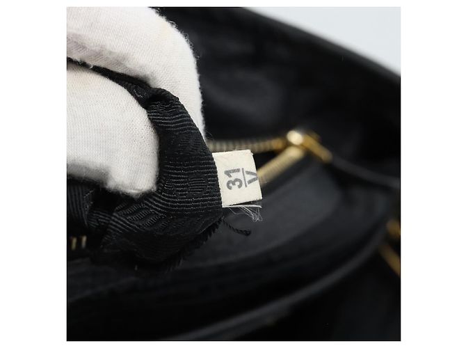 PRADA Hand Bag Nylon Leather 2way Black Gold - vista 12