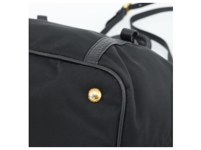 PRADA Hand Bag Nylon Leather 2way Black Gold - vista 15