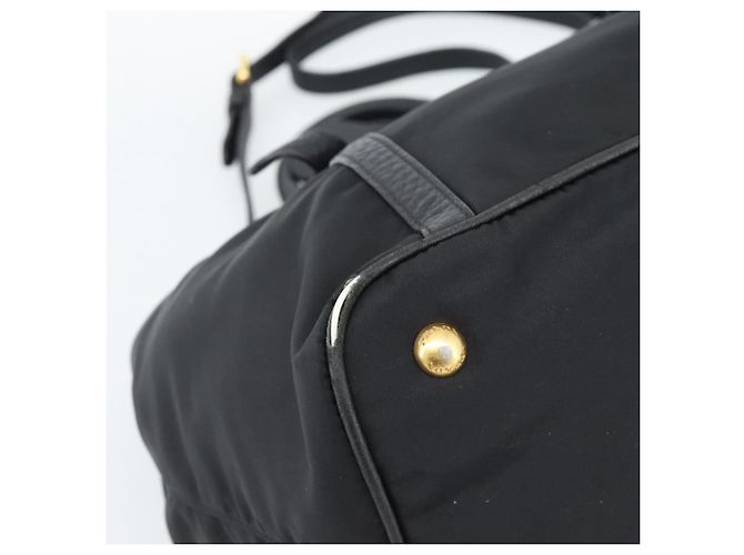 PRADA Hand Bag Nylon Leather 2way Black Gold - vista 16