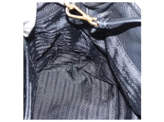 PRADA Hand Bag Nylon Leather 2way Black Gold - vista 21