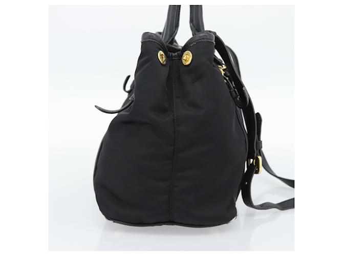 PRADA Hand Bag Nylon Leather 2way Black Gold - vista 3