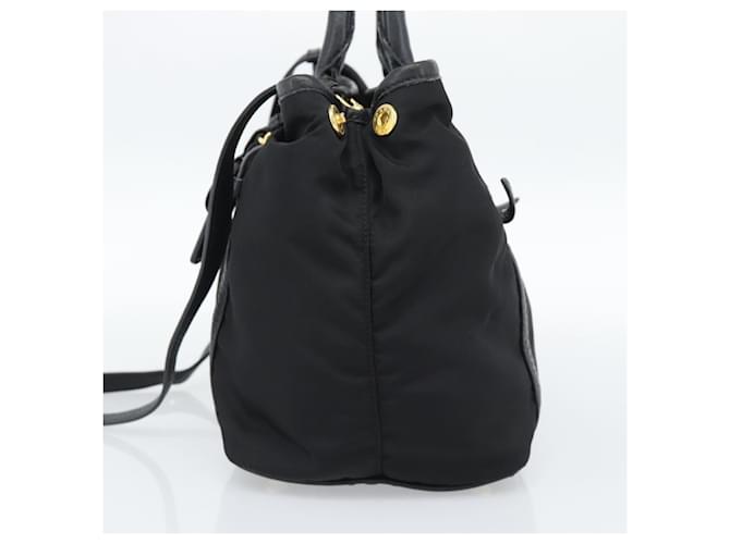 PRADA Hand Bag Nylon Leather 2way Black Gold - vista 4