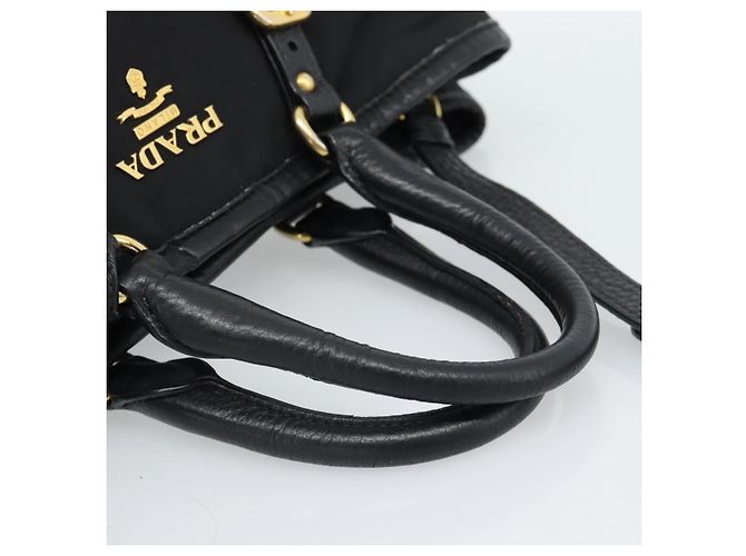 PRADA Hand Bag Nylon Leather 2way Black Gold - vista 7