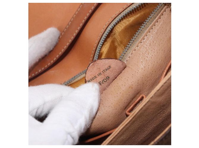 Céline CELINE Macadam Shoulder Bag PVC Leather Brown Gold - vista 12