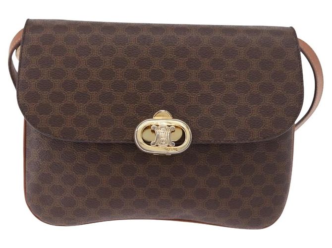 Céline CELINE Macadam Shoulder Bag PVC Leather Brown Gold - vista 13