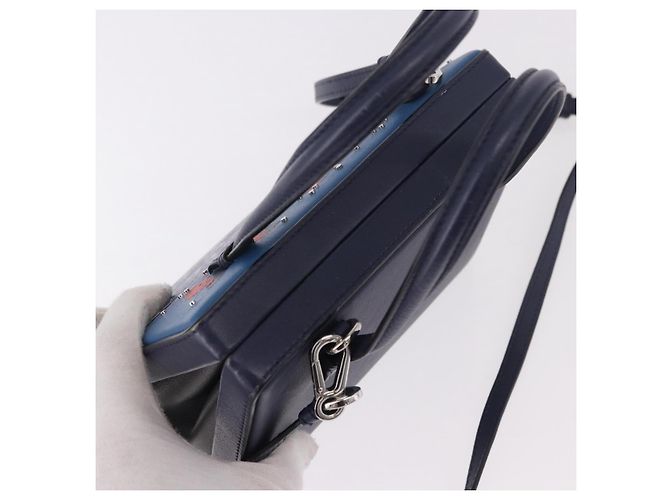 LOEWE Bolso de mano de piel 2way Navy Silver - vista 6