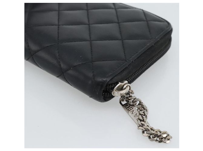 CHANEL Matelasse Cambon Line Long Wallet Leather Black Silver CC - vista 15