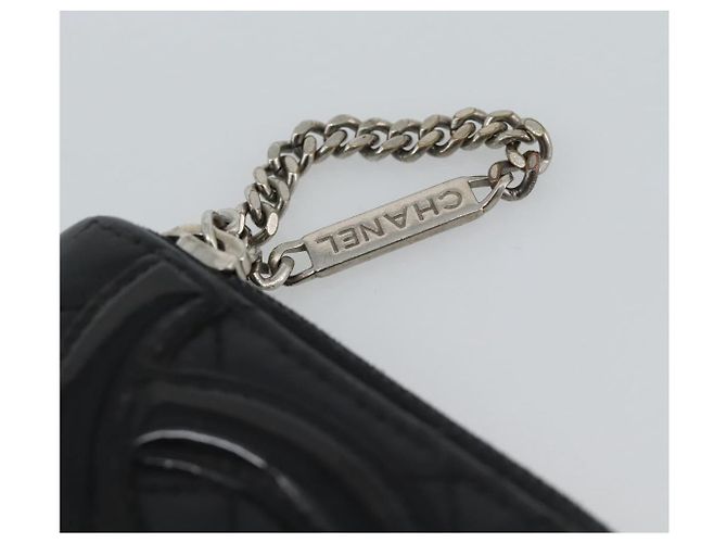 CHANEL Matelasse Cambon Line Long Wallet Leather Black Silver CC - vista 7