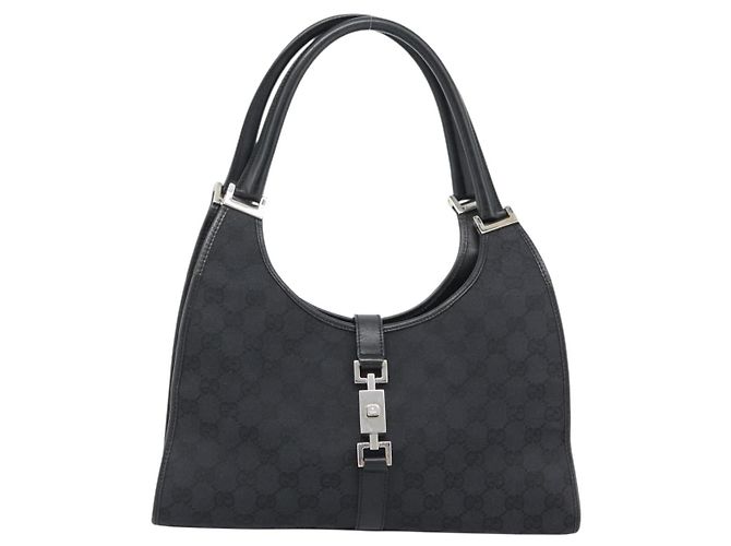 GUCCI GG Canvas Jackie Hand Bag Black Silver 002 1067 - vista 13