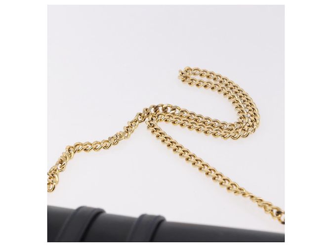 GUCCI Chain Shoulder Bag Leather Navy Gold - vista 14