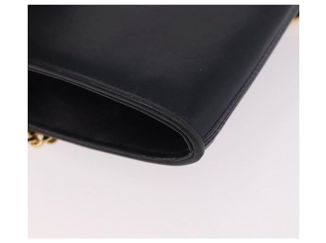 GUCCI Chain Shoulder Bag Leather Navy Gold - vista 16