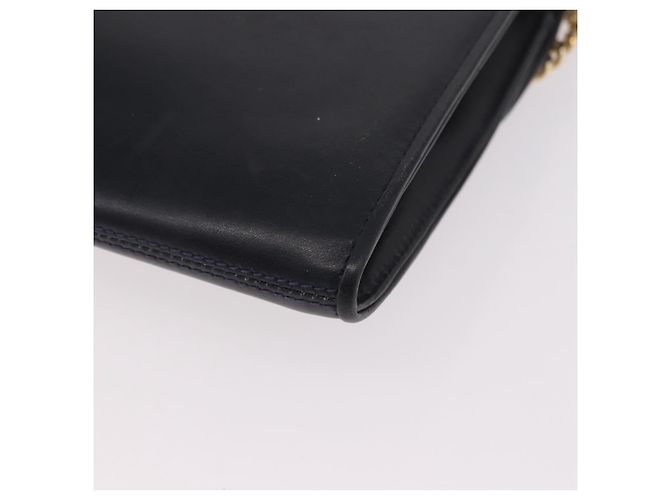 GUCCI Chain Shoulder Bag Leather Navy Gold - vista 17
