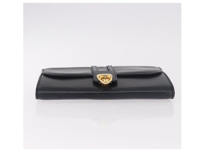 GUCCI Chain Shoulder Bag Leather Navy Gold - vista 5