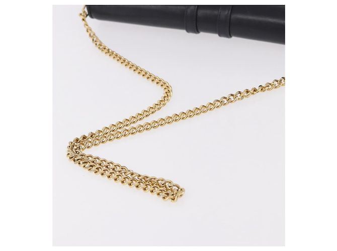GUCCI Chain Shoulder Bag Leather Navy Gold - vista 7