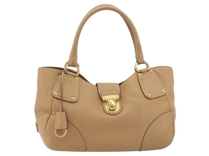 PRADA Hand Bag Leather Brown Gold - vista 13