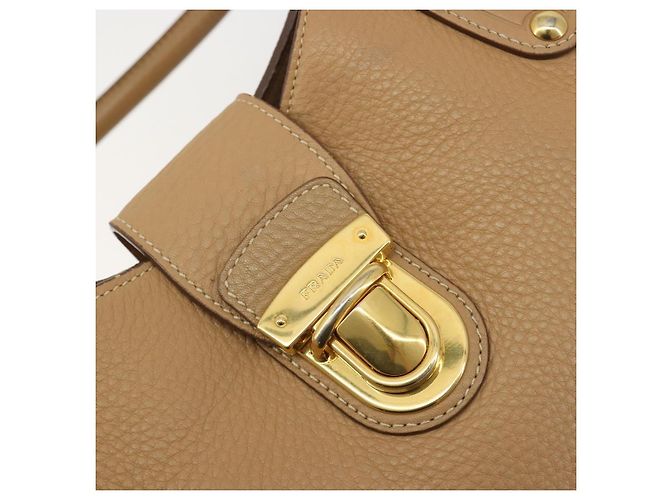 PRADA Hand Bag Leather Brown Gold - vista 20