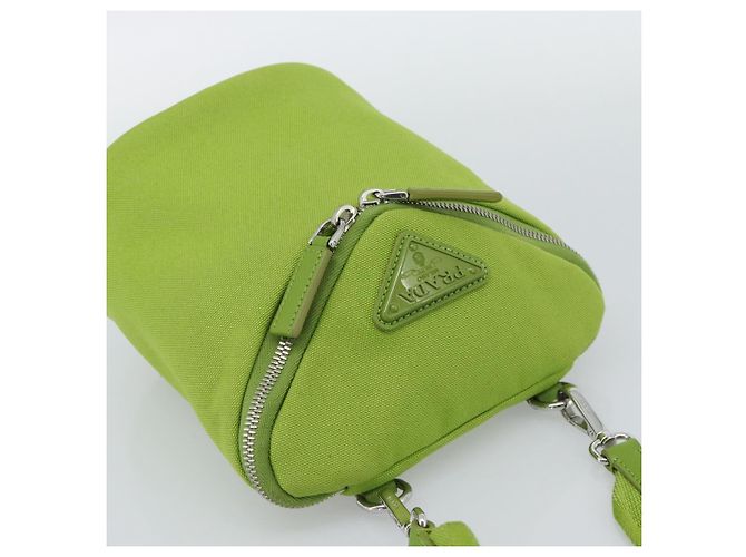 PRADA Shoulder Bag Canvas Green Silver - vista 6