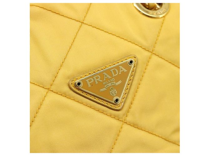 PRADA Chain Shoulder Bag Nylon Yellow Gold - vista 18