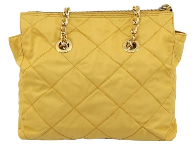 PRADA Chain Shoulder Bag Nylon Yellow Gold - vista 2