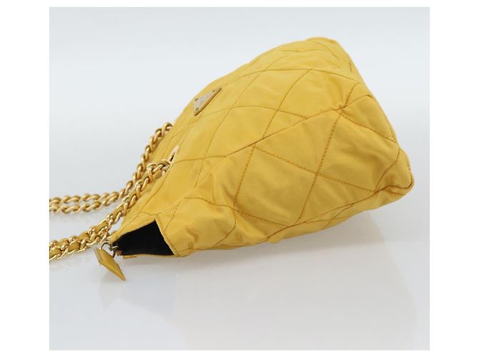 PRADA Chain Shoulder Bag Nylon Yellow Gold - vista 3
