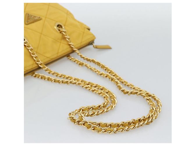 PRADA Chain Shoulder Bag Nylon Yellow Gold - vista 7