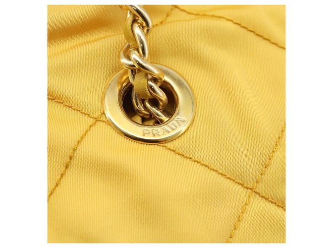 PRADA Chain Shoulder Bag Nylon Yellow Gold - vista 9
