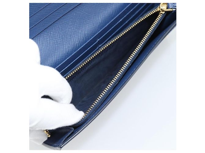PRADA Long Wallet Safiano Leather Blue Gold - vista 10