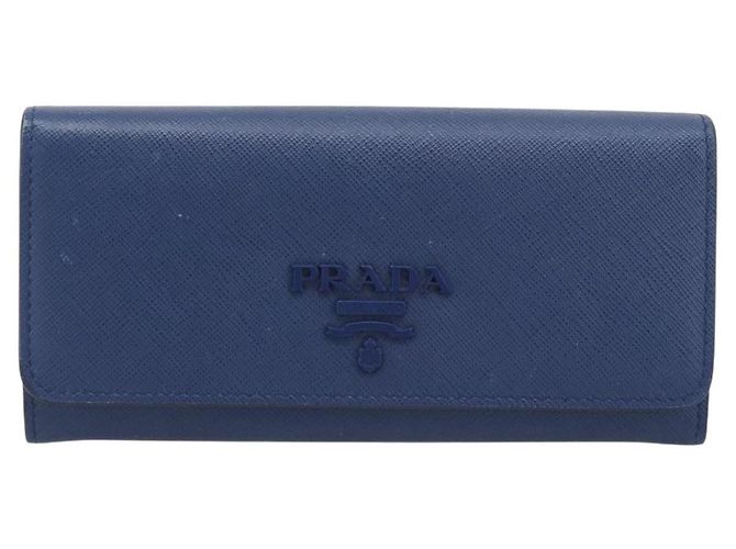 PRADA Long Wallet Safiano Leather Blue Gold - vista 13
