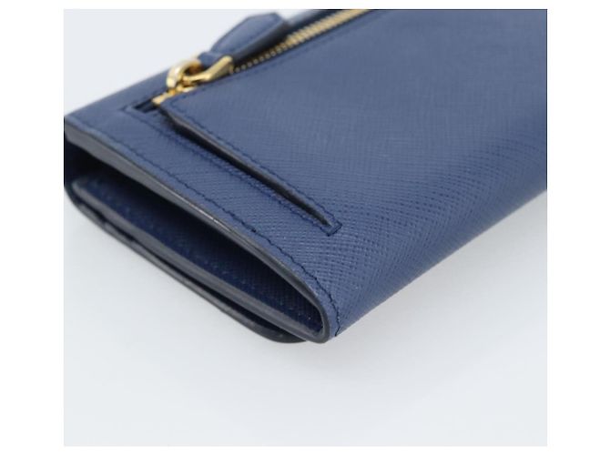 PRADA Long Wallet Safiano Leather Blue Gold - vista 16