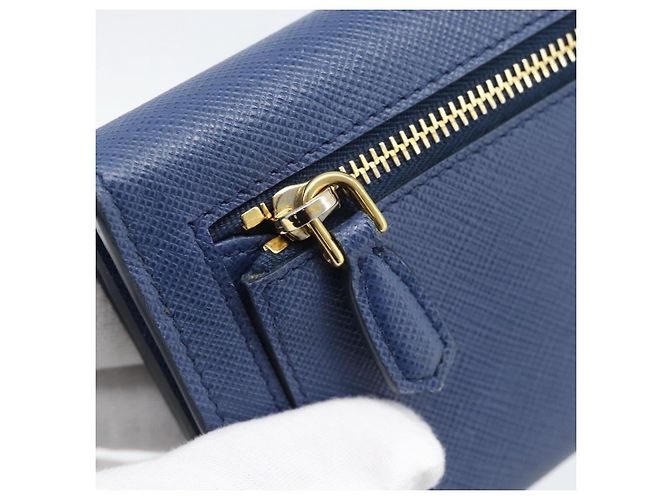 PRADA Long Wallet Safiano Leather Blue Gold - vista 17