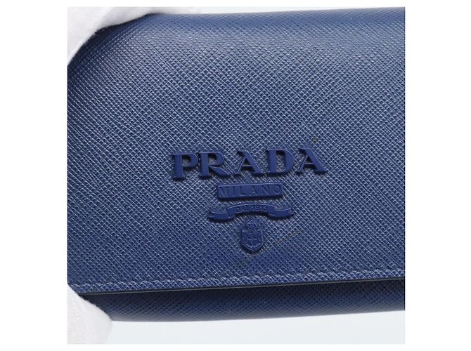 PRADA Long Wallet Safiano Leather Blue Gold - vista 18